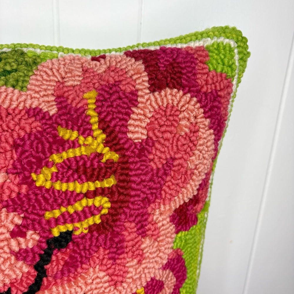 🦋Plow & Hearth Needlepoint Latch Hook Pillow Butterfly Summer Decor Vintage Look - Picture 3 of 8